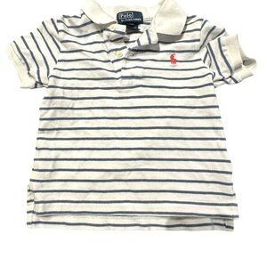 Polo Ralph Lauren Baby Boy Striped Polo Shirt Size 24M White Blue Cotton
